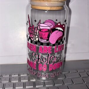 Pink and Black Graphic Glass Tumbler